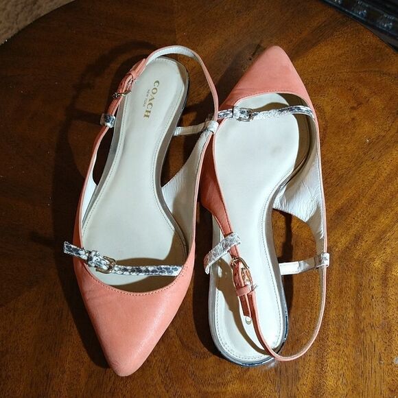 COACH WOOSTER POINTED TOE LEATHER FLAT WOMEN"S SANDAL - Picture 6 of 12